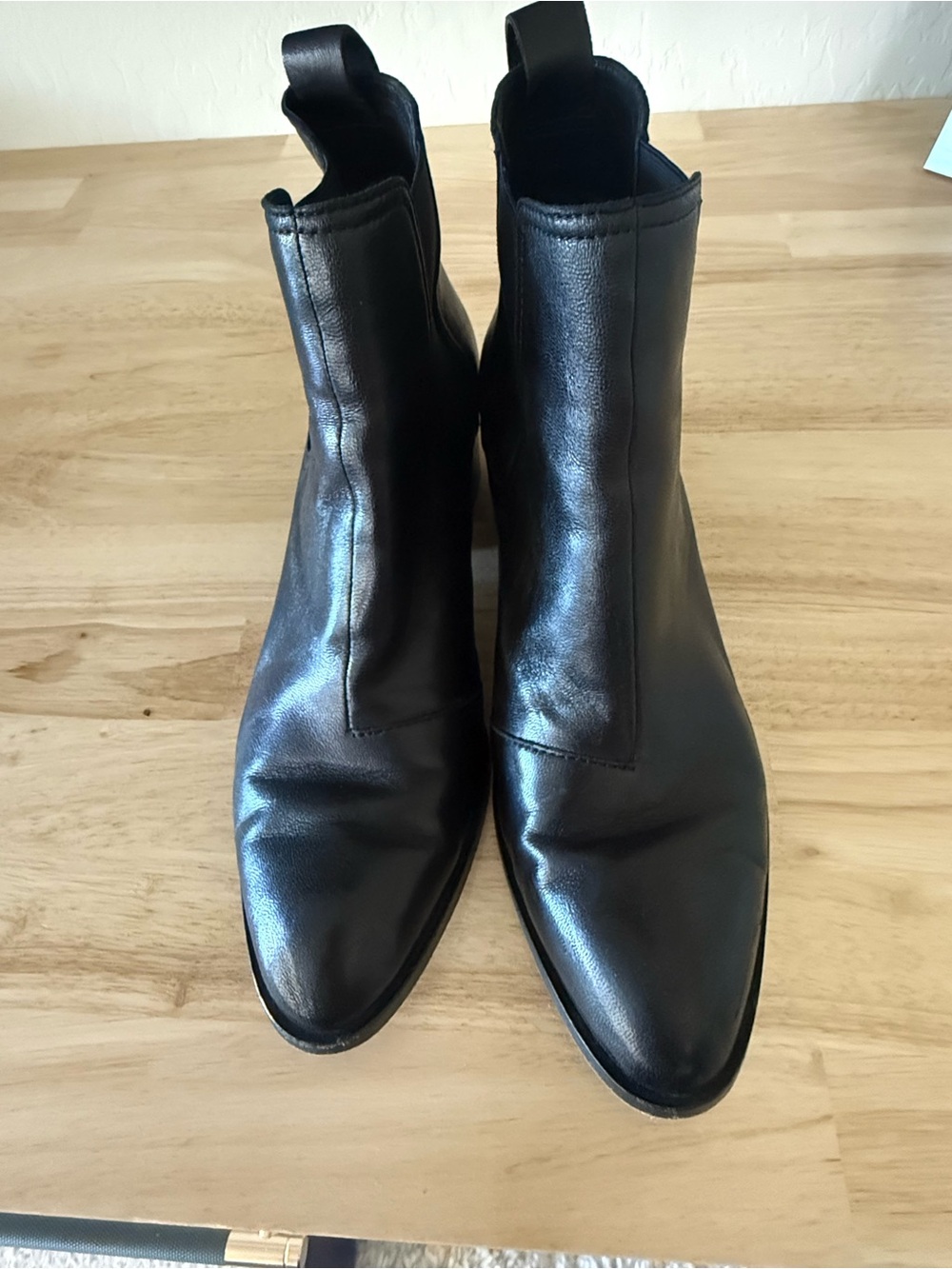 rag & bone Black Leather Ankle Chelsea Booties
